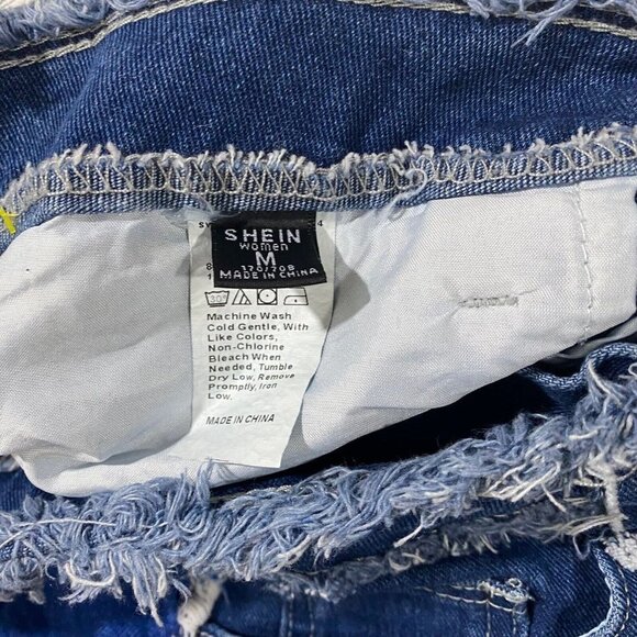 Shein Women Patchwork Medium Wash Dark Wash Denim Jeans Sz 31 x30 High-Rise - Picture 6 of 11